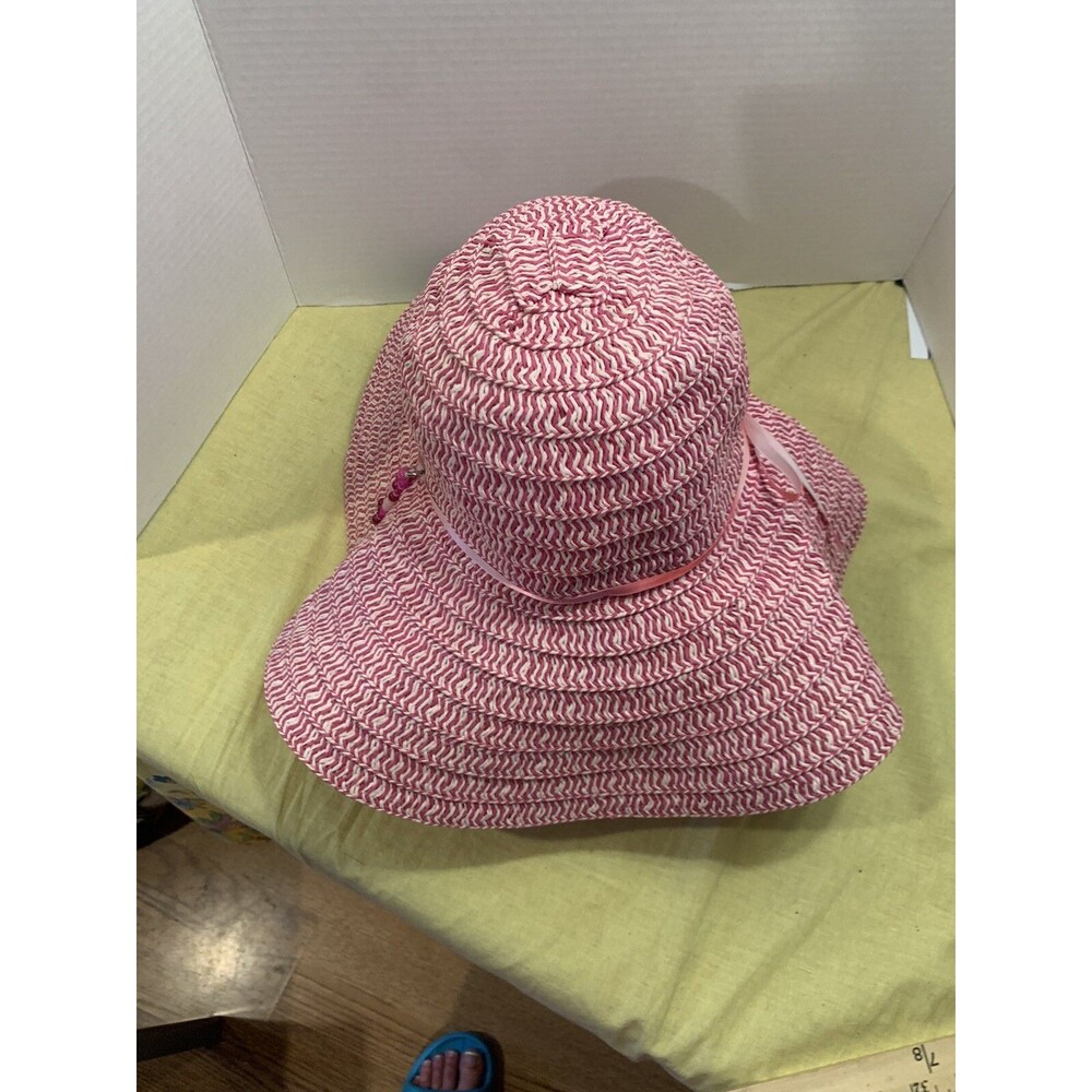 Disney Park's Women's Pretty In Pink Straw Hat Sz Adult~Trave~Floppy~